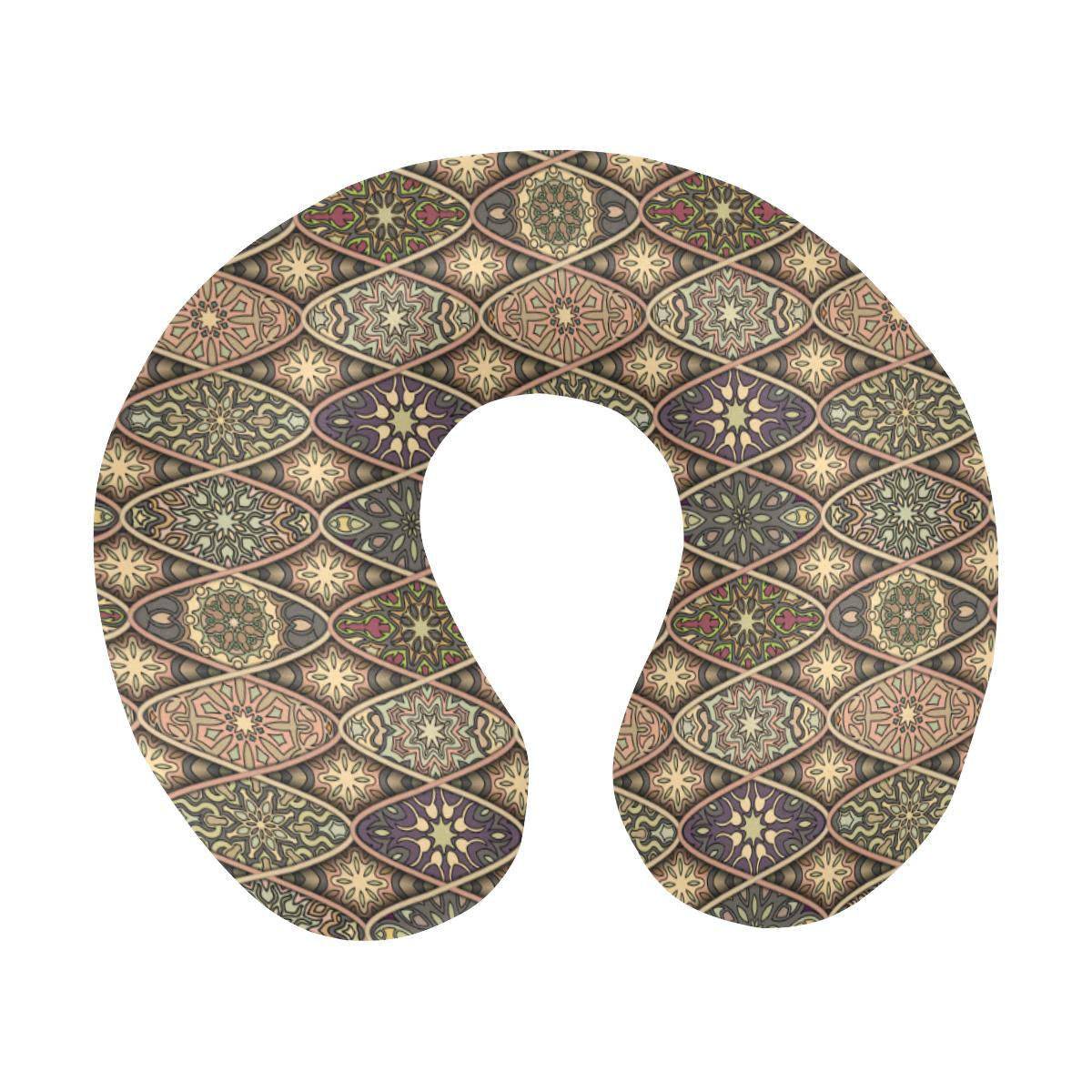 Mandala Motif Themed Design Print U-Shaped Travel Neck Pillow-JTAMIGO.COM
