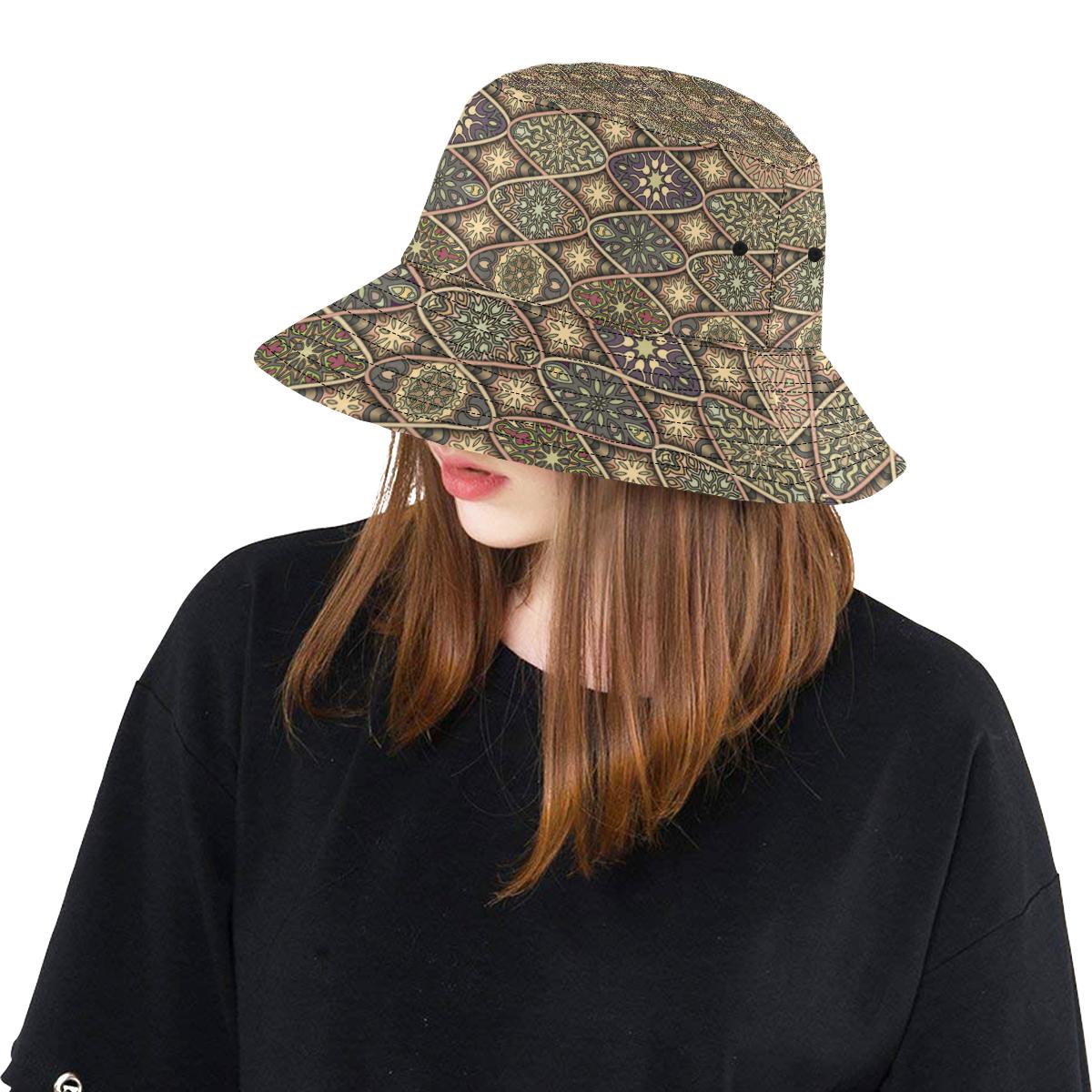 Mandala Motif Themed Design Print Unisex Bucket Hat