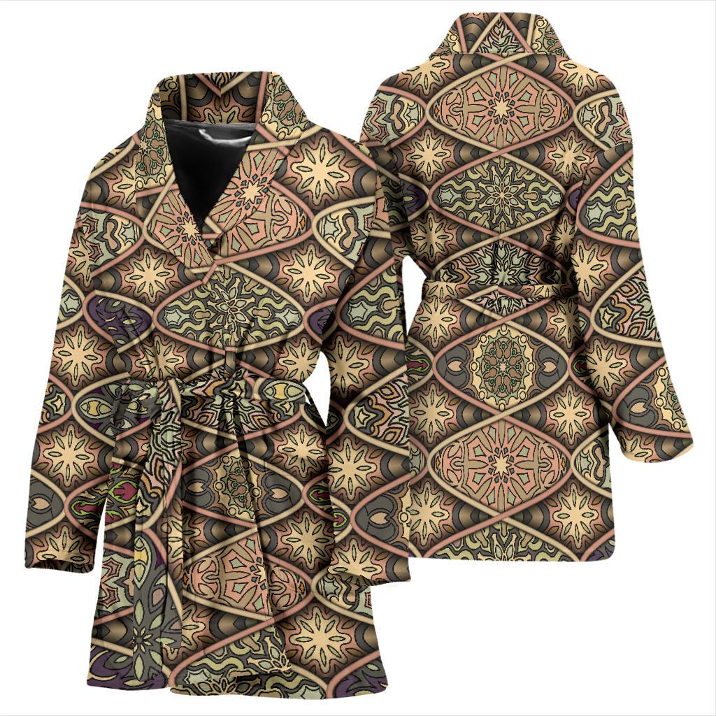 Mandala Motif Themed Design Print Women Bath Robe-JTAMIGO.COM