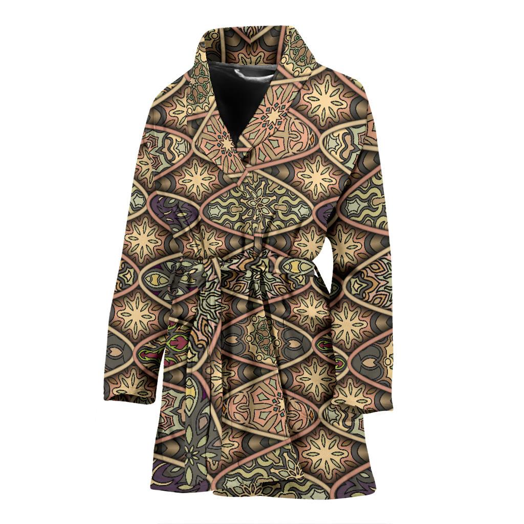 Mandala Motif Themed Design Print Women Bath Robe-JTAMIGO.COM