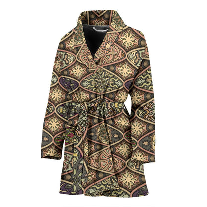 Mandala Motif Themed Design Print Women Bath Robe-JTAMIGO.COM