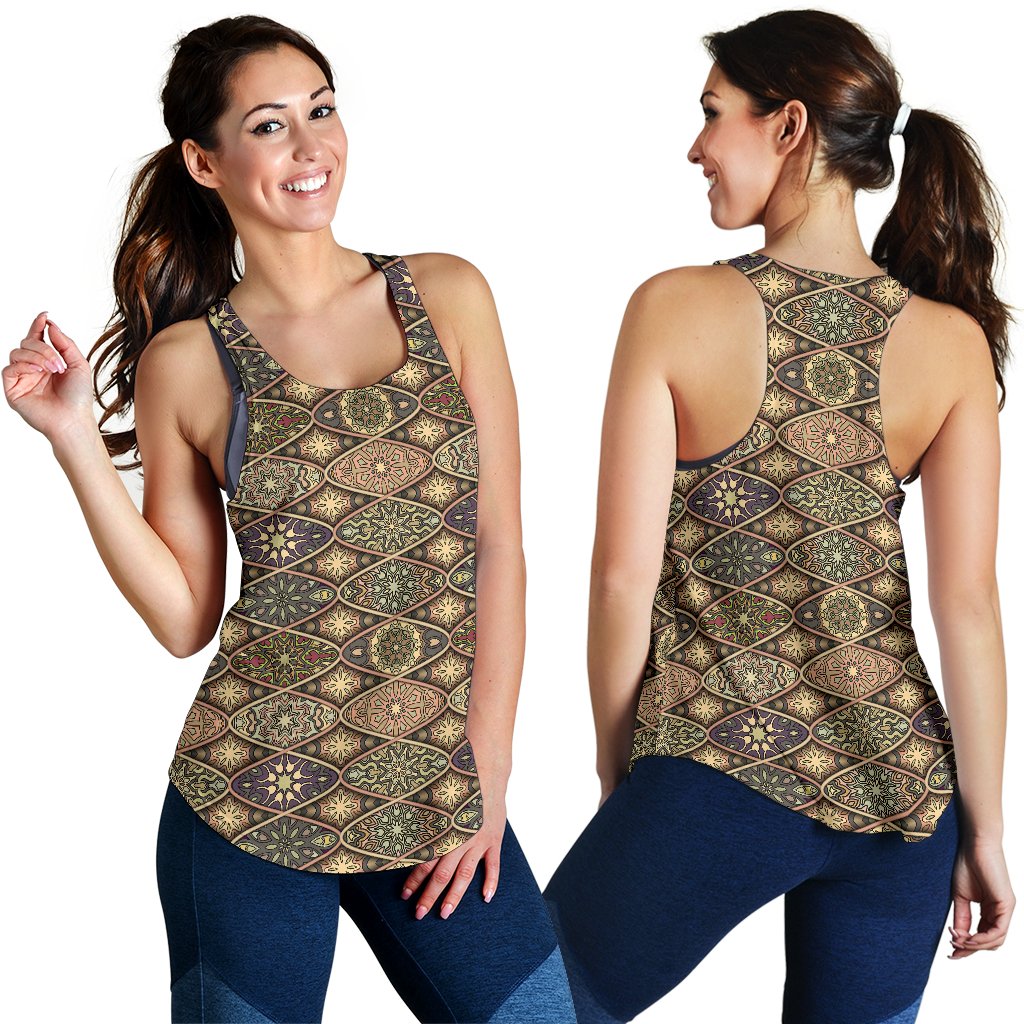 Mandala Motif Themed Design Print Women Racerback Tank Top