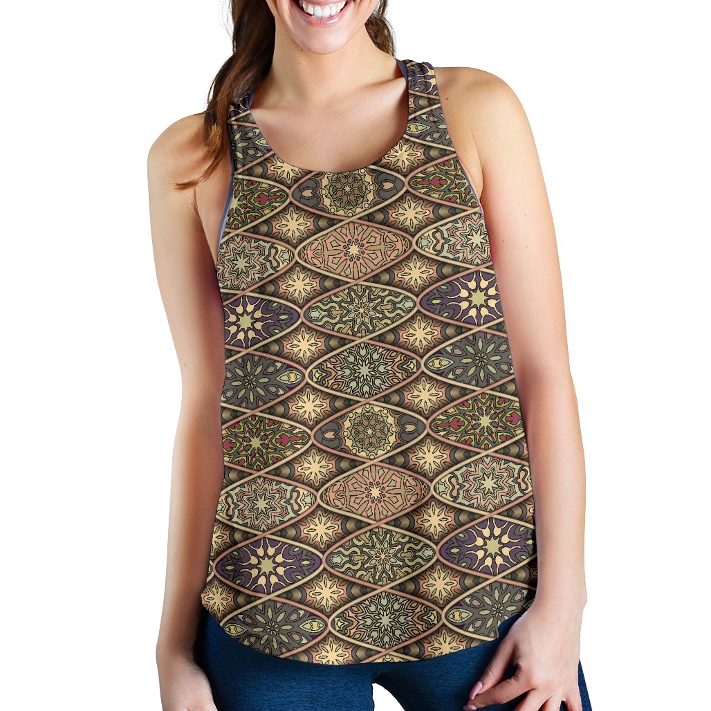 Mandala Motif Themed Design Print Women Racerback Tank Top