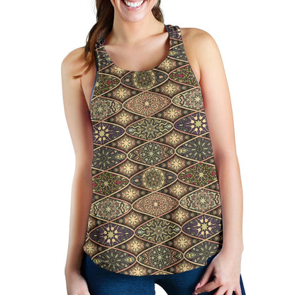 Mandala Motif Themed Design Print Women Racerback Tank Top
