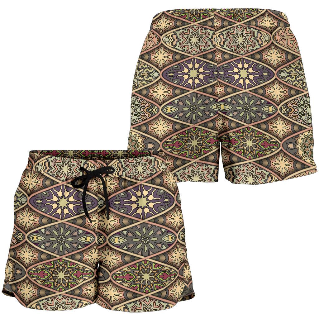 Mandala Motif Themed Design Print Women Shorts-JTAMIGO.COM