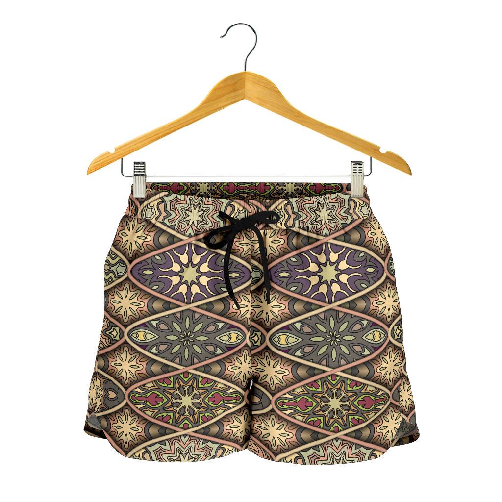 Mandala Motif Themed Design Print Women Shorts-JTAMIGO.COM