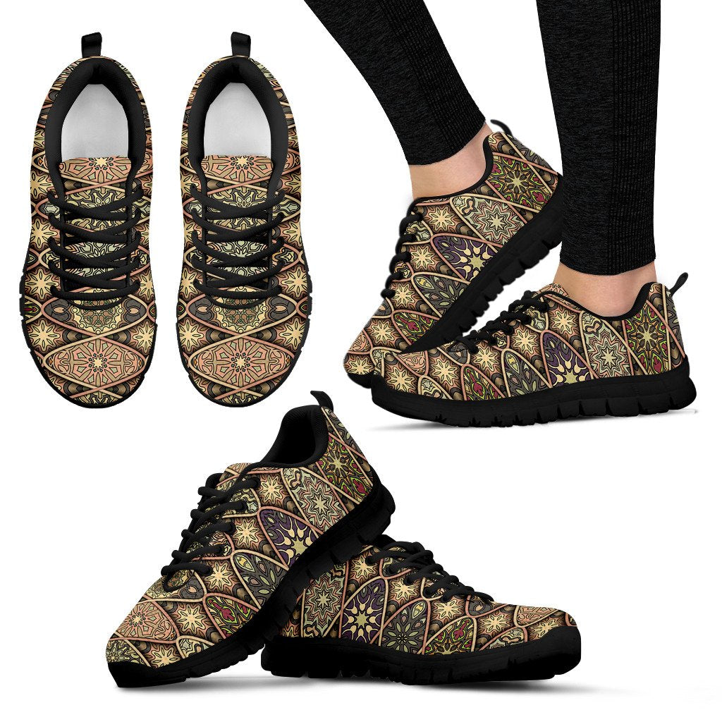 Mandala Motif Themed Design Print Women Sneakers Shoes