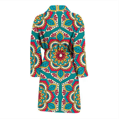 Mandala Pattern Print Design 03 Men Bathrobe-JORJUNE.COM