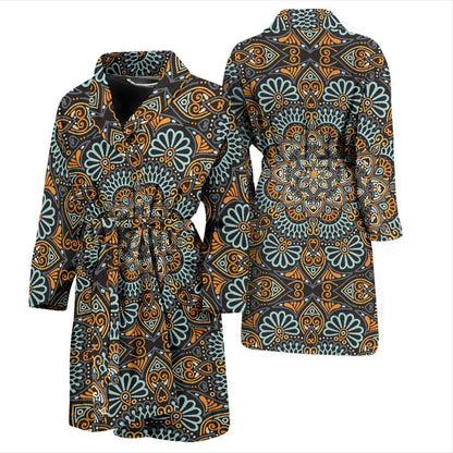 Mandala Pattern Print Design 05 Men Bathrobe-JORJUNE.COM