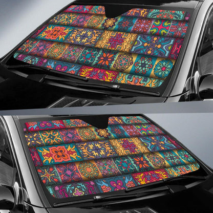 Mandala Style Design Print Car Sun Shade For Windshield