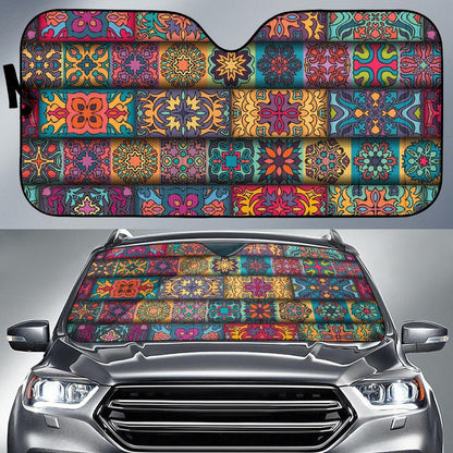 Mandala Style Design Print Car Sun Shade For Windshield