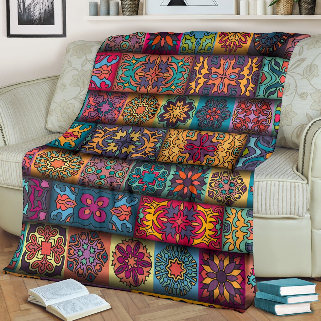 Mandala Style Design Print Fleece Blanket