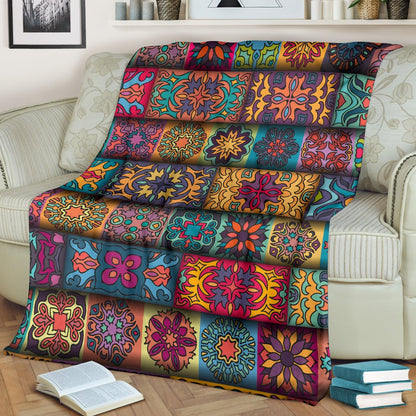 Mandala Style Design Print Fleece Blanket