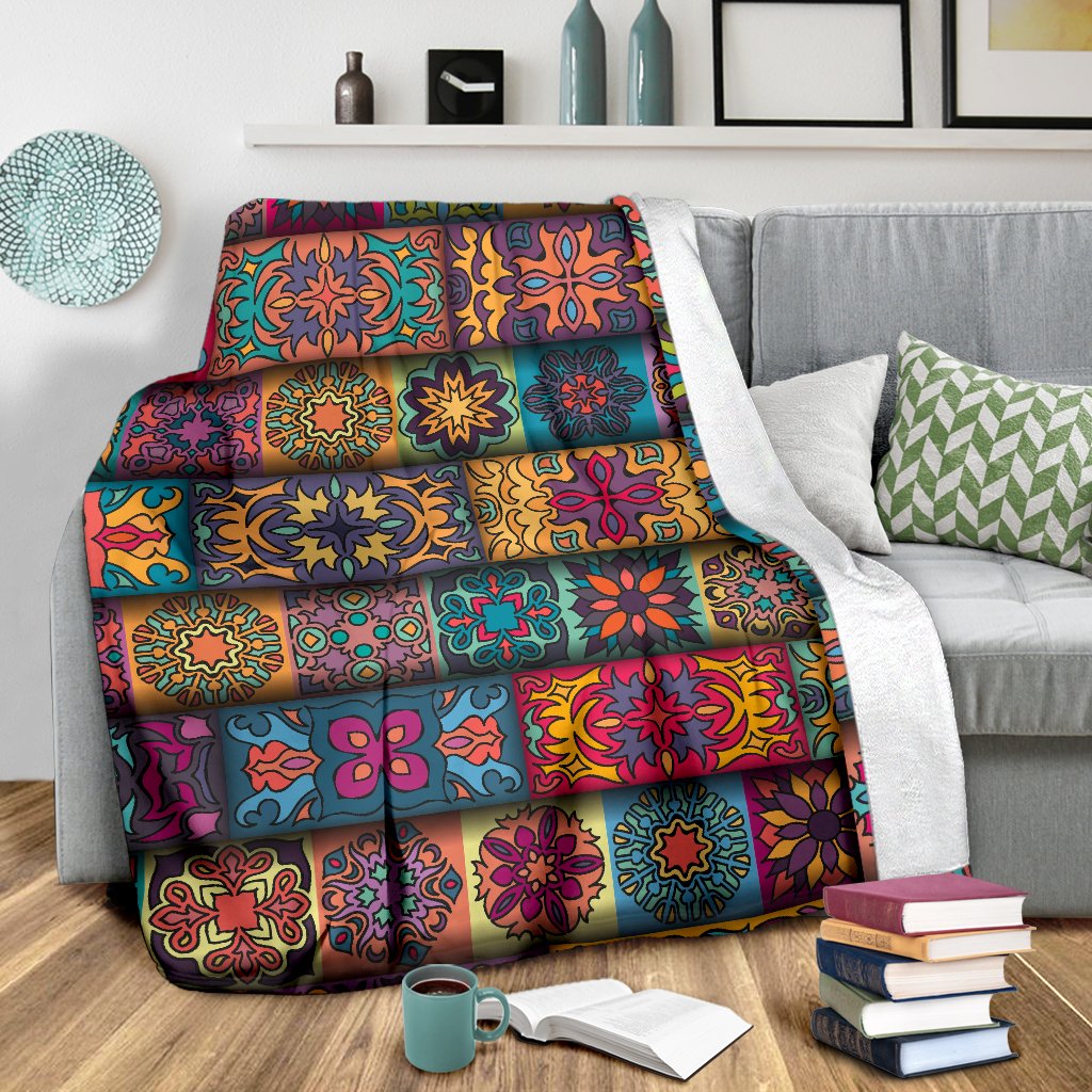 Mandala Style Design Print Fleece Blanket