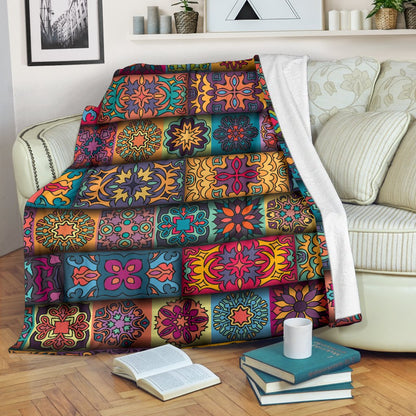 Mandala Style Design Print Fleece Blanket