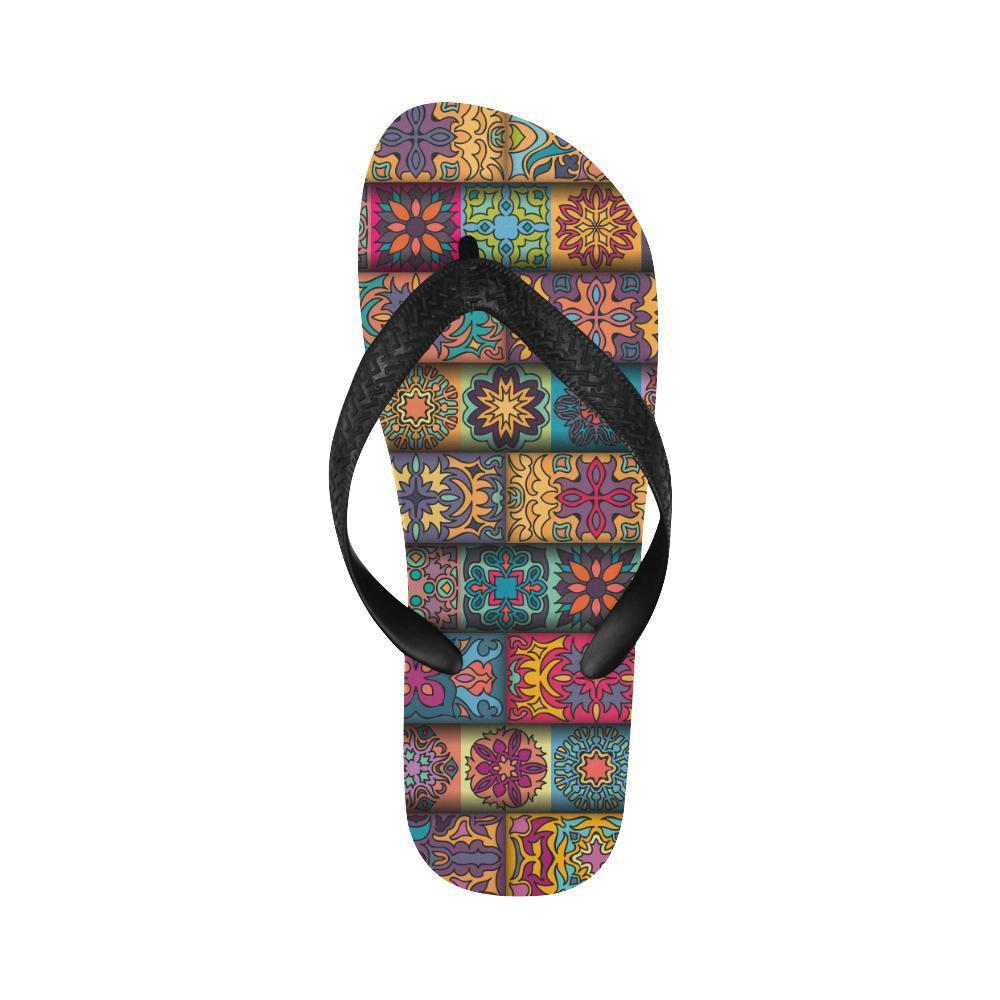 Mandala Style Design Print Flip Flops-JTAMIGO.COM