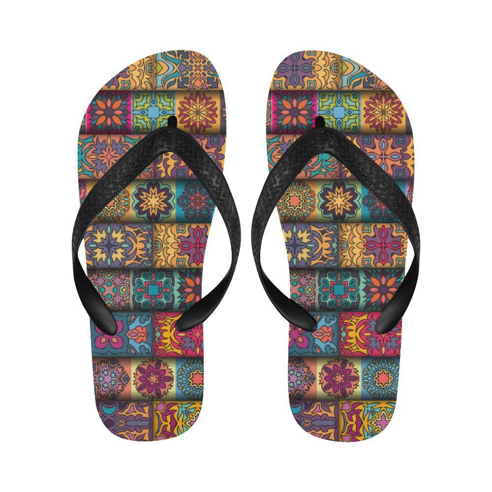 Mandala Style Design Print Flip Flops-JTAMIGO.COM