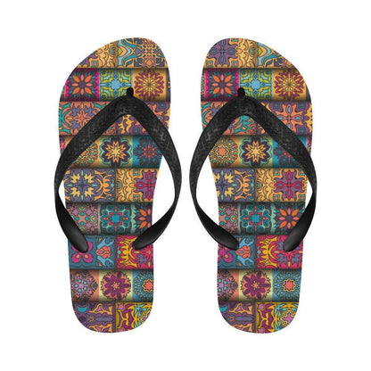 Mandala Style Design Print Flip Flops-JTAMIGO.COM