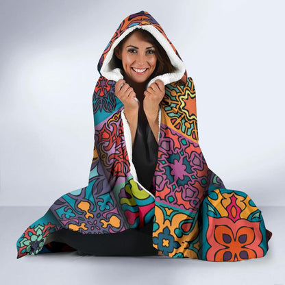 Mandala Style Design Print Hooded Blanket-JTAMIGO.COM