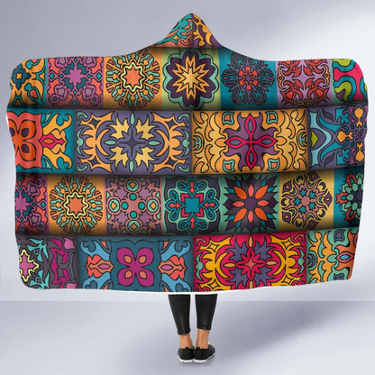 Mandala Style Design Print Hooded Blanket-JTAMIGO.COM
