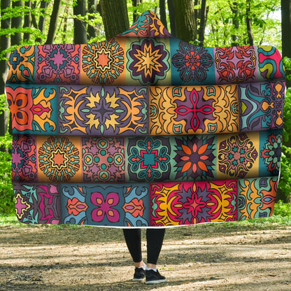 Mandala Style Design Print Hooded Blanket-JTAMIGO.COM