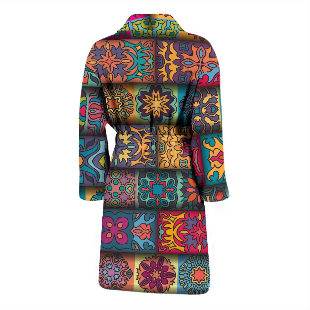 Mandala Style Design Print Men Bath Robe-JTAMIGO.COM