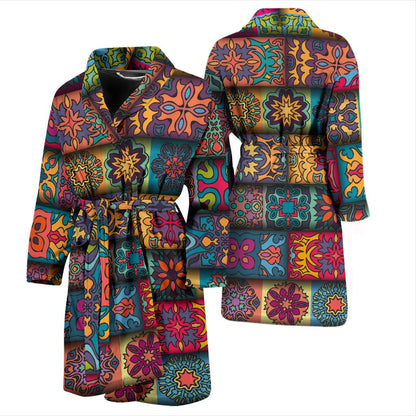 Mandala Style Design Print Men Bath Robe-JTAMIGO.COM