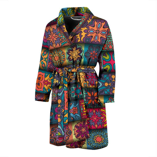 Mandala Style Design Print Men Bath Robe-JTAMIGO.COM