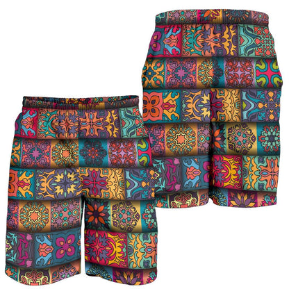 Mandala Style Design Print Mens Shorts-JTAMIGO.COM