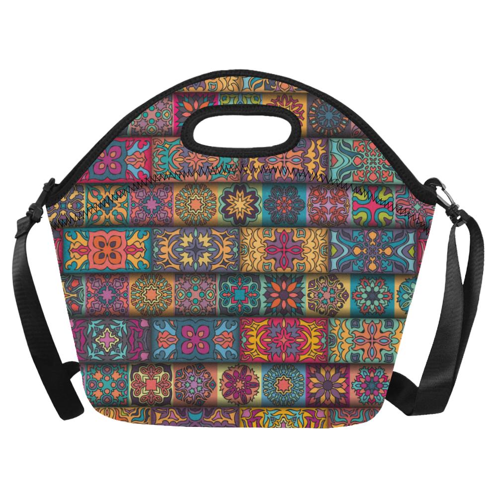 Mandala Style Design Print Neoprene Lunch Bag (Model 1669)(Large)-JTAMIGO.COM