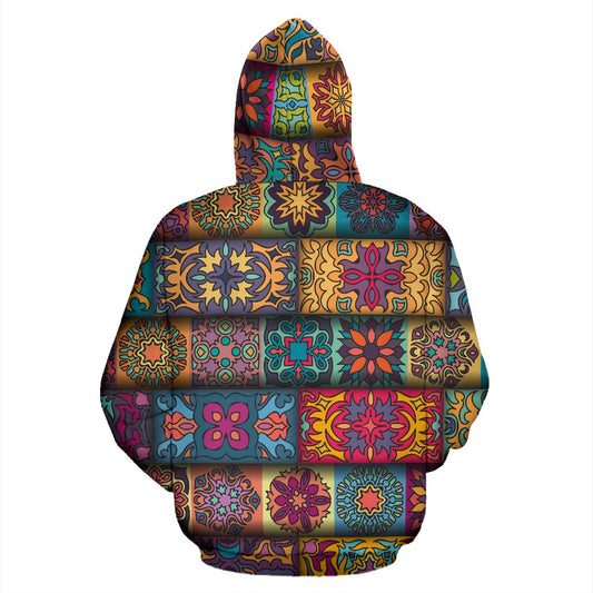 Mandala Style Design Print Pullover Hoodie