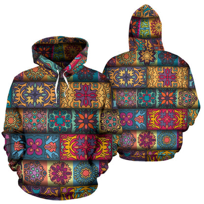 Mandala Style Design Print Pullover Hoodie