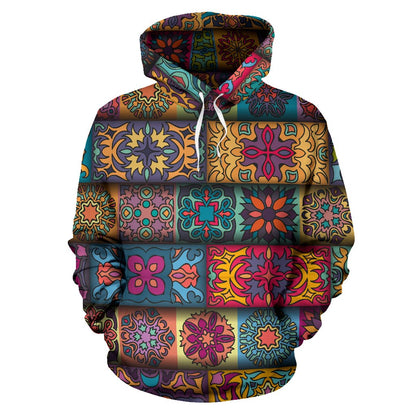 Mandala Style Design Print Pullover Hoodie