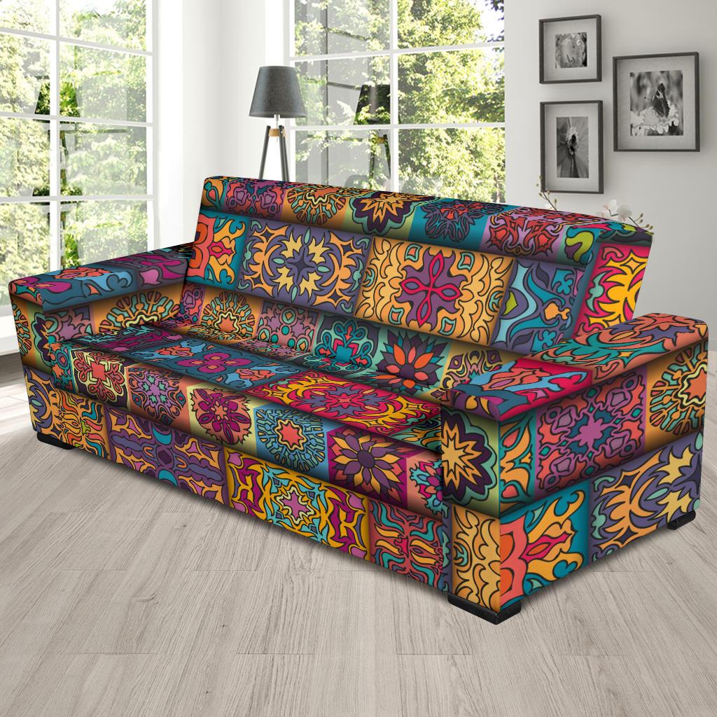 Mandala Style Design Print Sofa Slipcover-JTAMIGO.COM