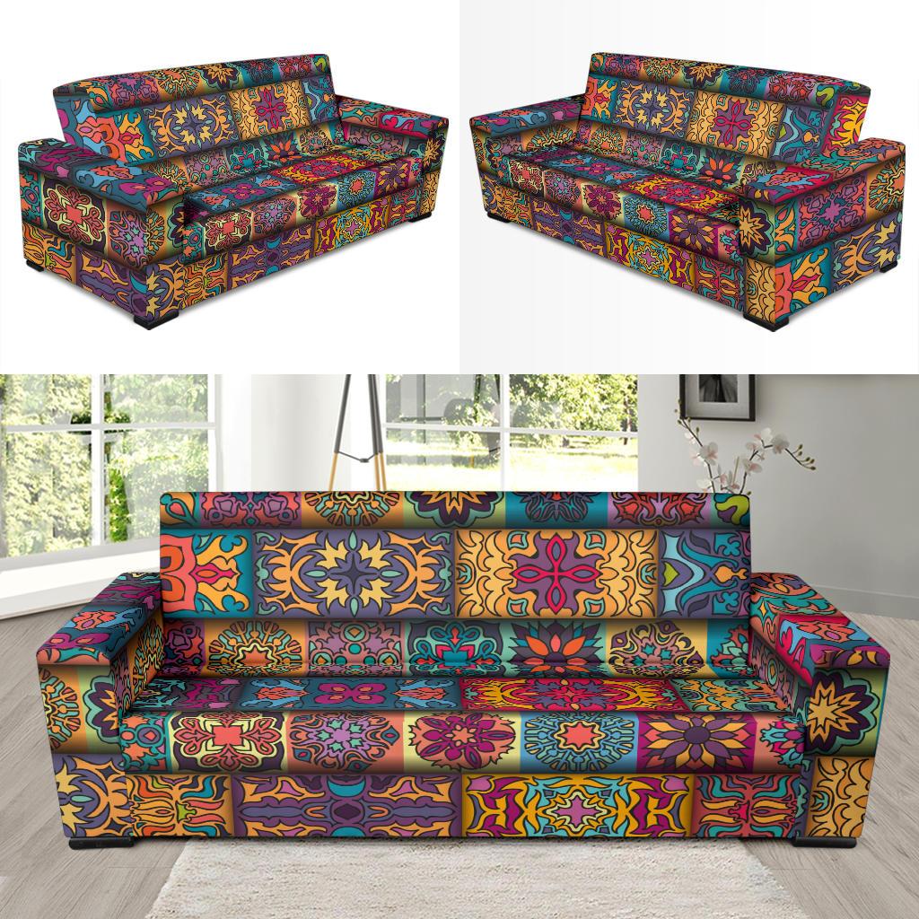 Mandala Style Design Print Sofa Slipcover-JTAMIGO.COM