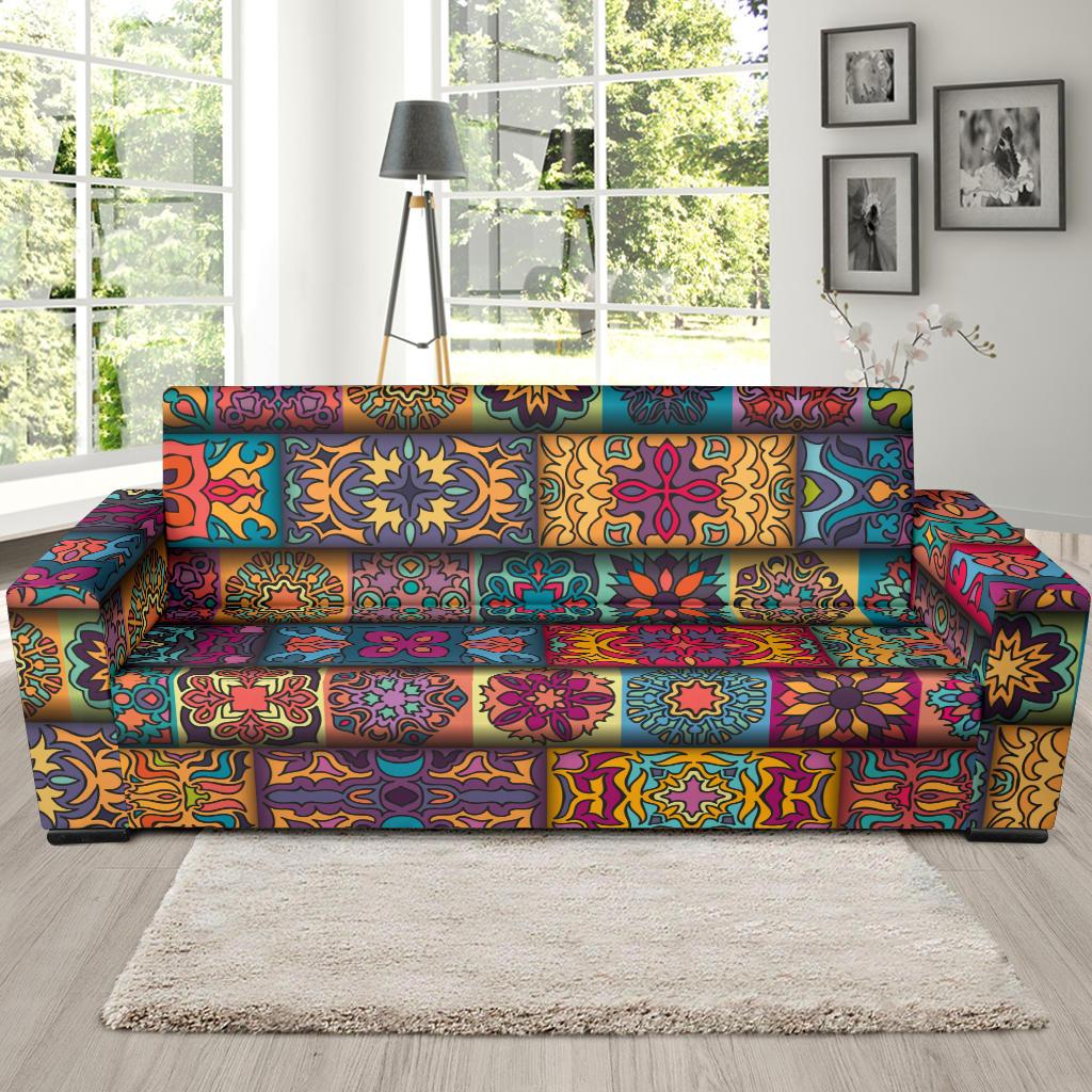 Mandala Style Design Print Sofa Slipcover-JTAMIGO.COM
