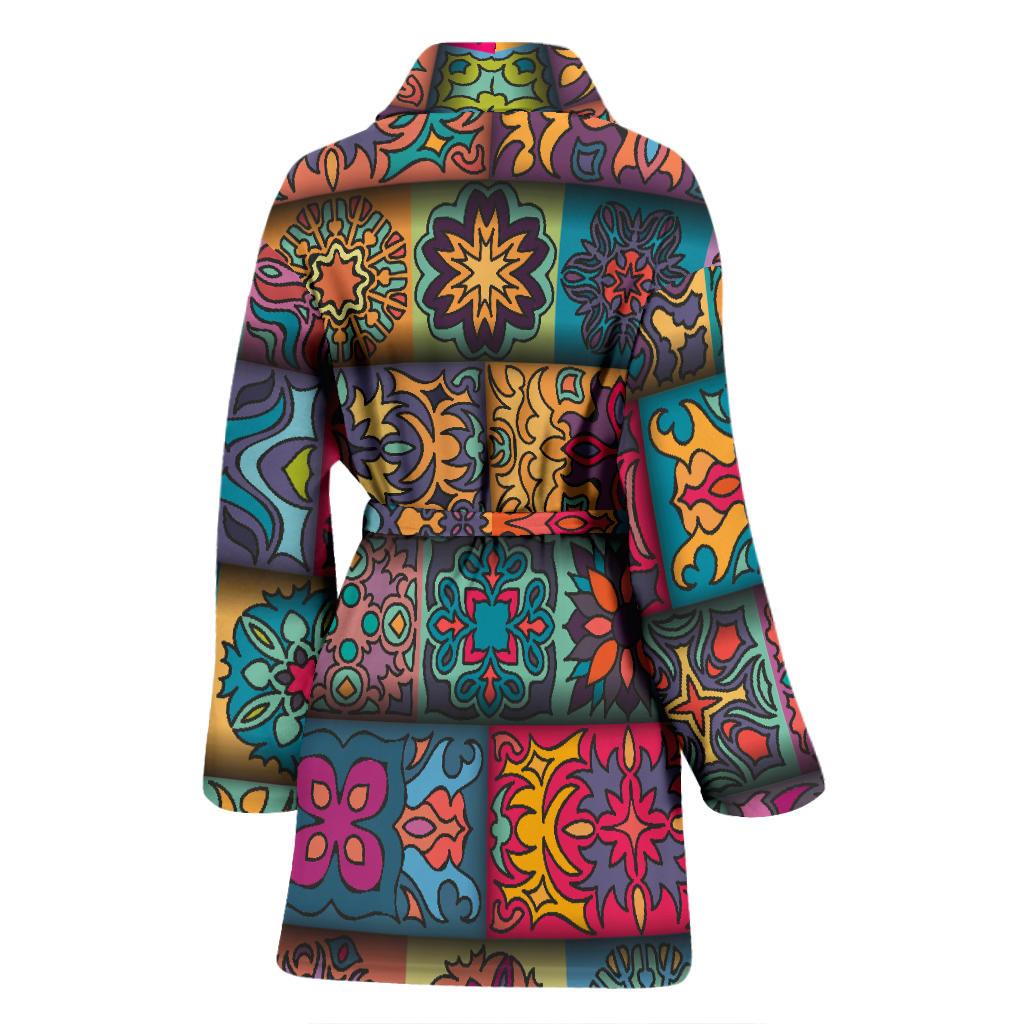 Mandala Style Design Print Women Bath Robe-JTAMIGO.COM