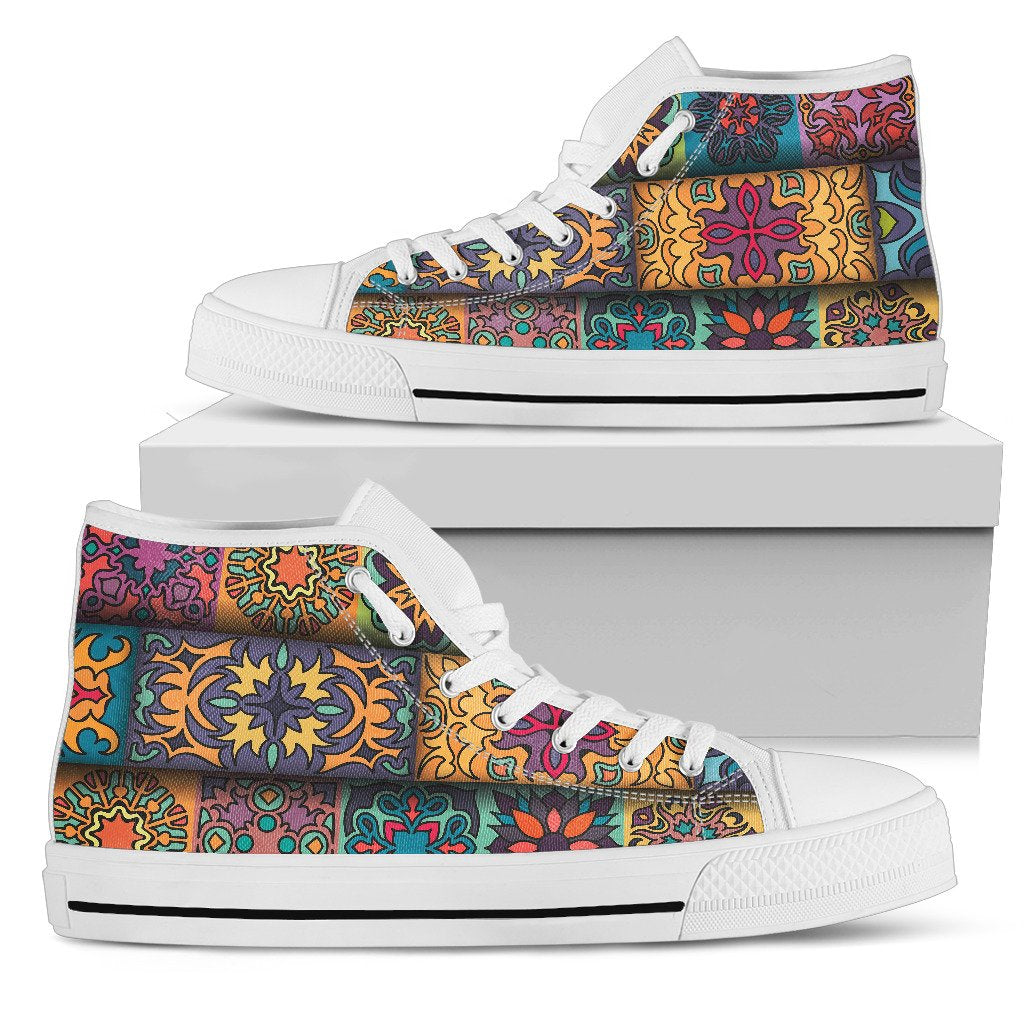 Mandala Style Design Print Women High Top Shoes