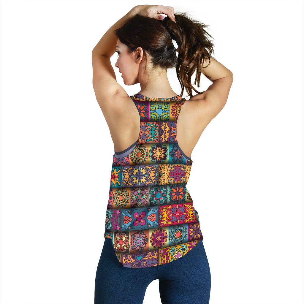 Mandala Style Design Print Women Racerback Tank Top