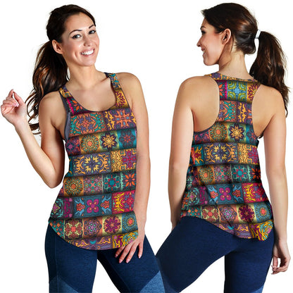 Mandala Style Design Print Women Racerback Tank Top