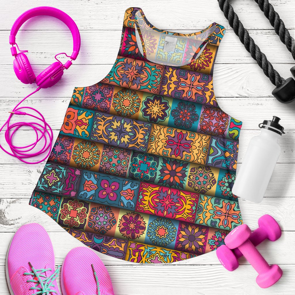 Mandala Style Design Print Women Racerback Tank Top