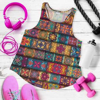 Mandala Style Design Print Women Racerback Tank Top