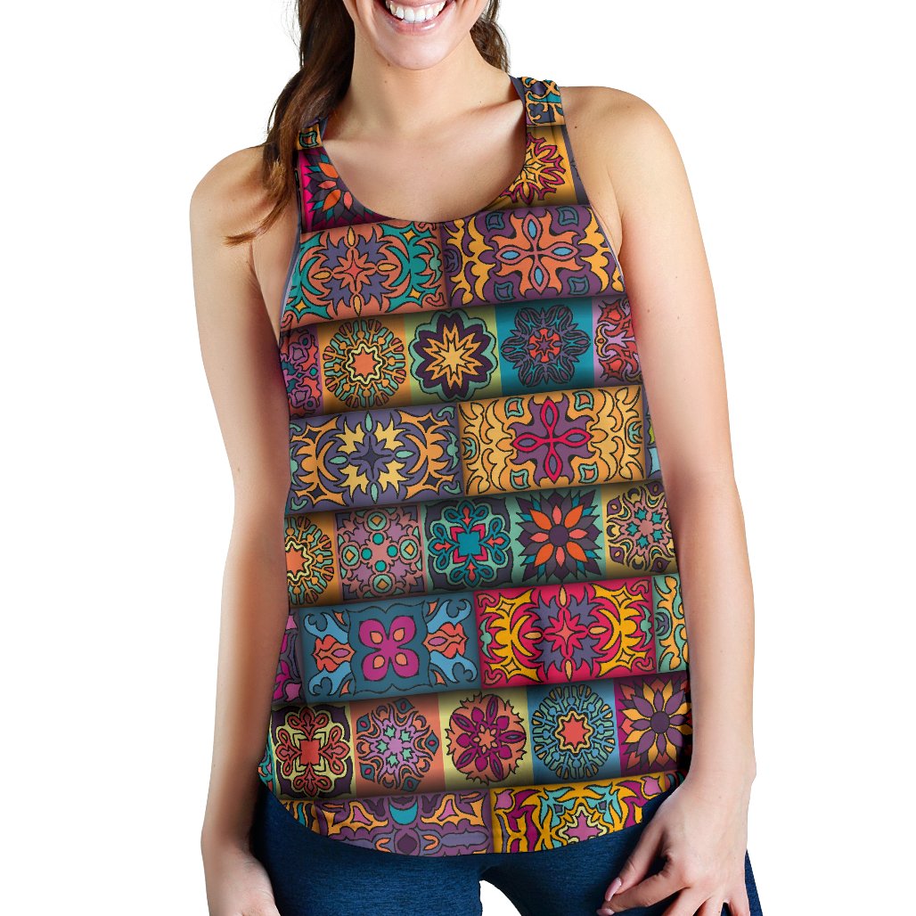 Mandala Style Design Print Women Racerback Tank Top