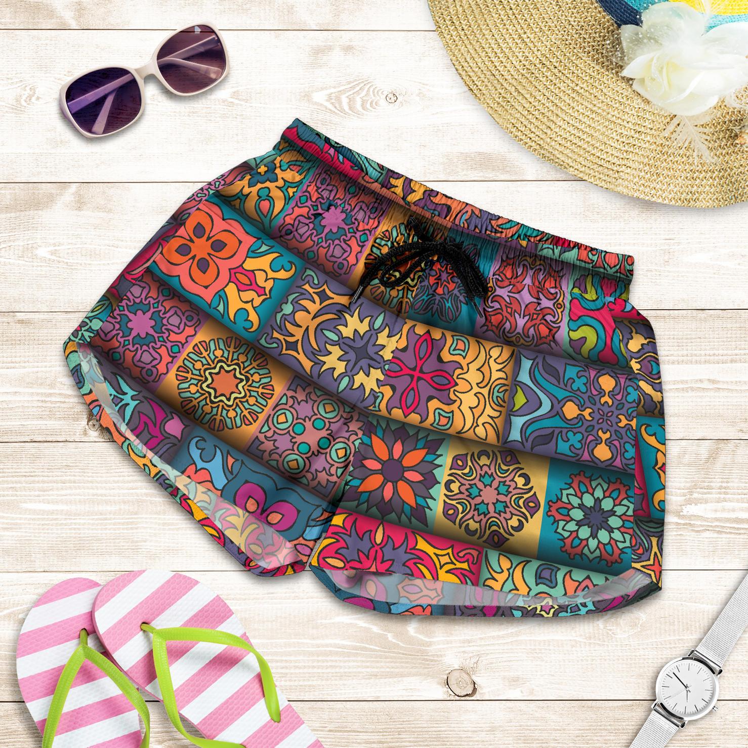 Mandala Style Design Print Women Shorts-JTAMIGO.COM