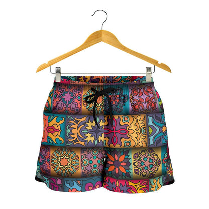 Mandala Style Design Print Women Shorts-JTAMIGO.COM