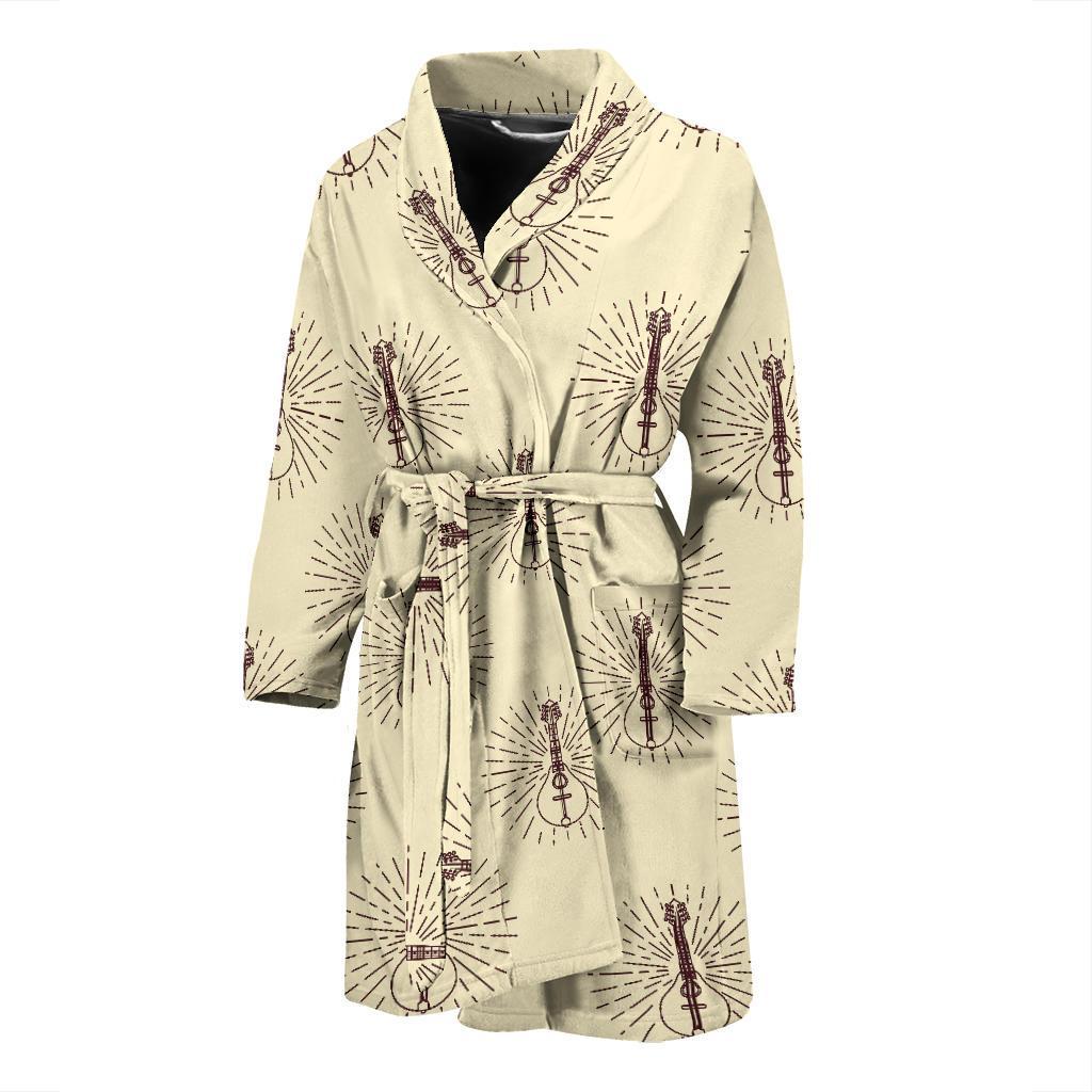 Mandolin Pattern Print Design 02 Men Bathrobe-JORJUNE.COM