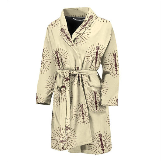 Mandolin Pattern Print Design 02 Men Bathrobe-JORJUNE.COM