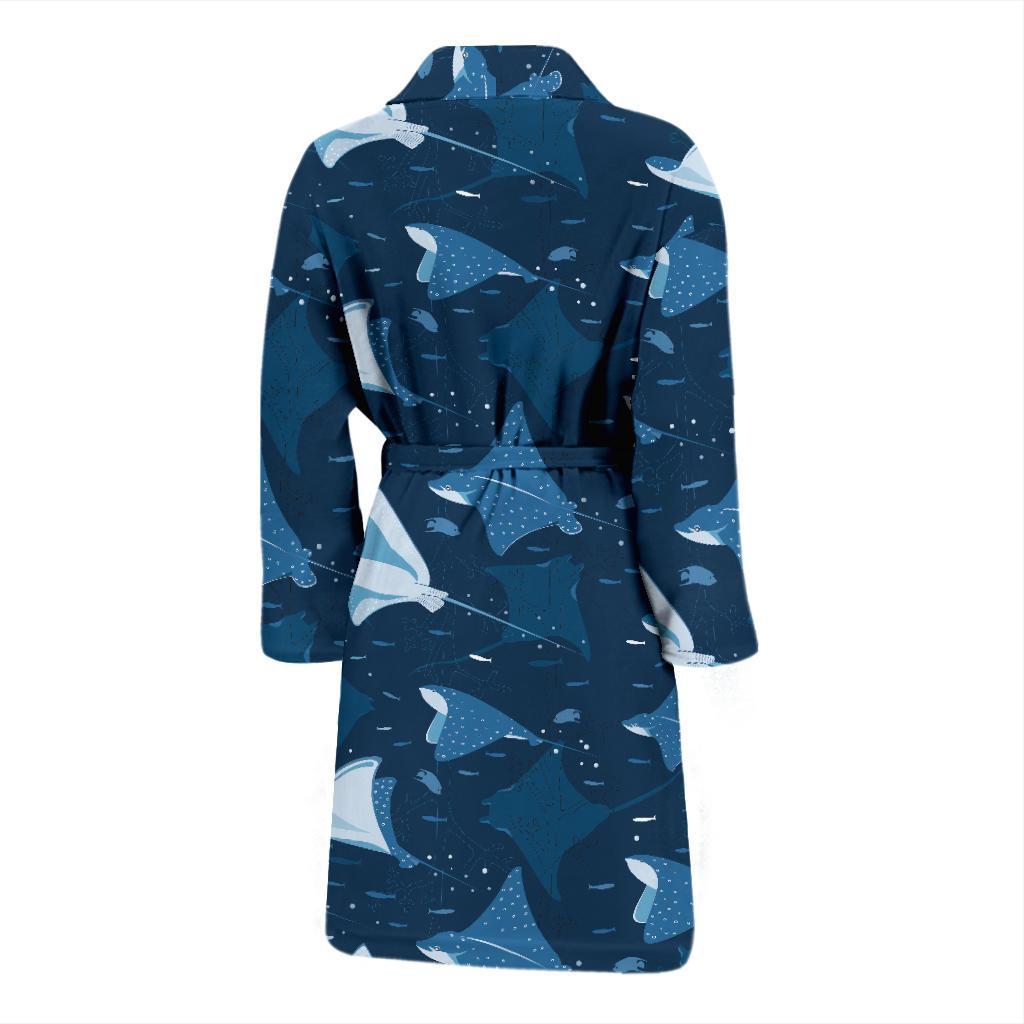 Manta Ray Pattern Print Design 02 Men Bathrobe-JORJUNE.COM