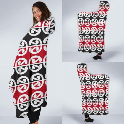 Maori Classic Themed Design Print Hooded Blanket-JTAMIGO.COM