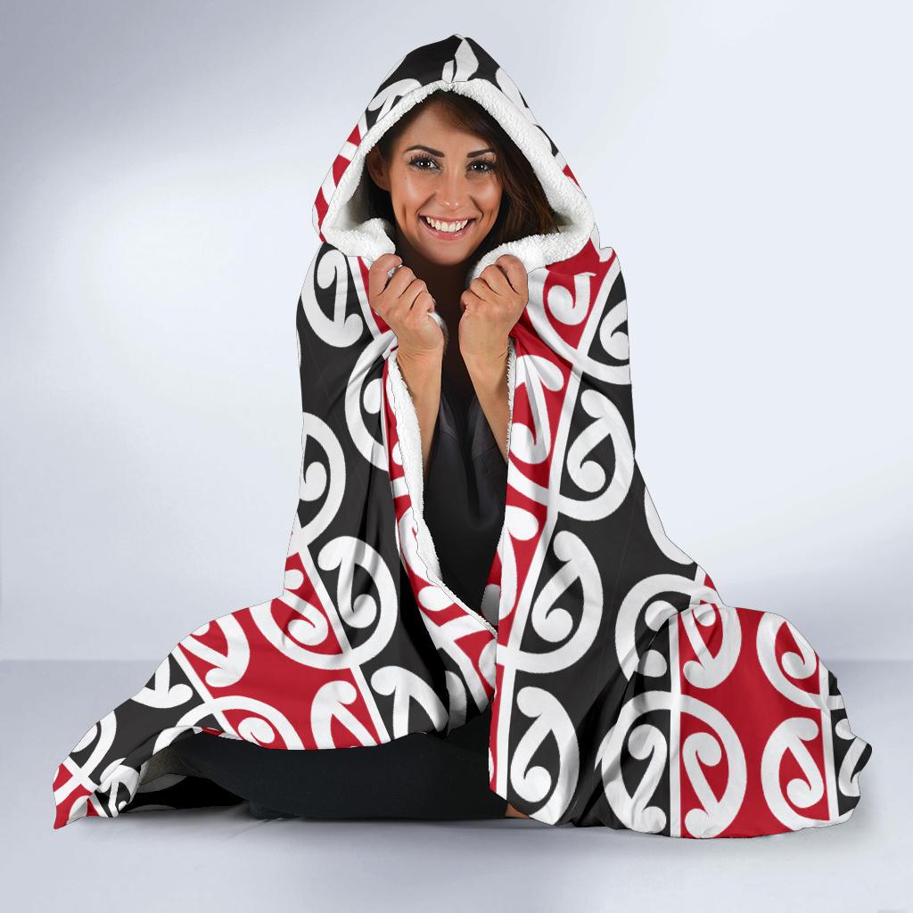 Maori Classic Themed Design Print Hooded Blanket-JTAMIGO.COM